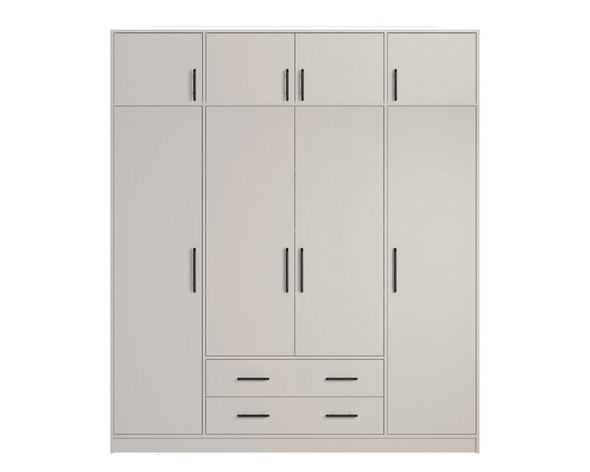 Marmex Möbel Drehtürenschrank SMART 1N/C großer Kleiderschrank Mehrzweckschrank mit Schrankaufsatz (2-St) 2 Schubladen, cashmere, Kleiderstangen, Stauraum