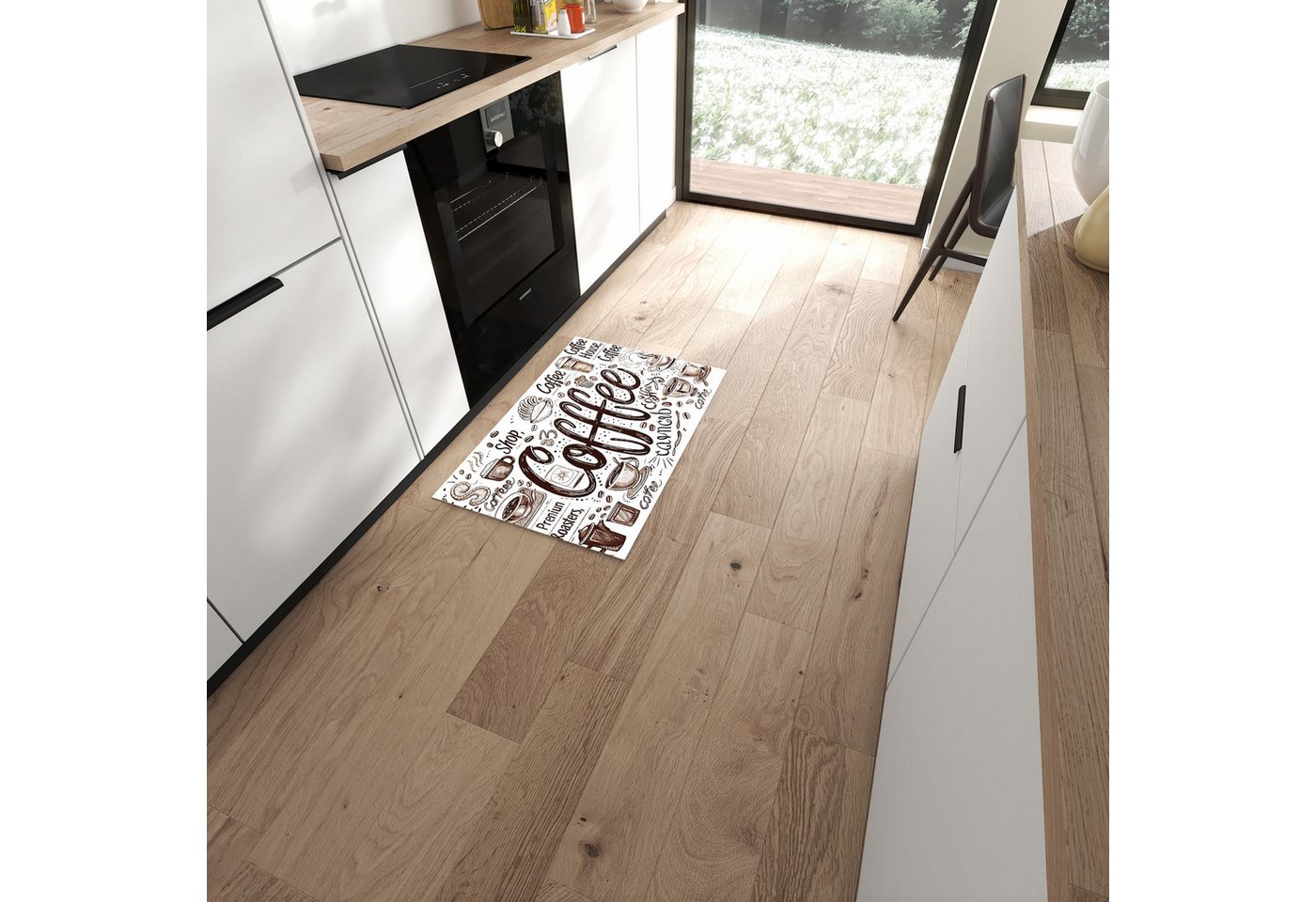 Primedeco Teppich Küchenteppich Kaffee Illustration PVC rutschfest abwaschbar Läufer, Rechteckig, Höhe: 3 mm, Pflegeleicht & Wasserabweisend Bild 3