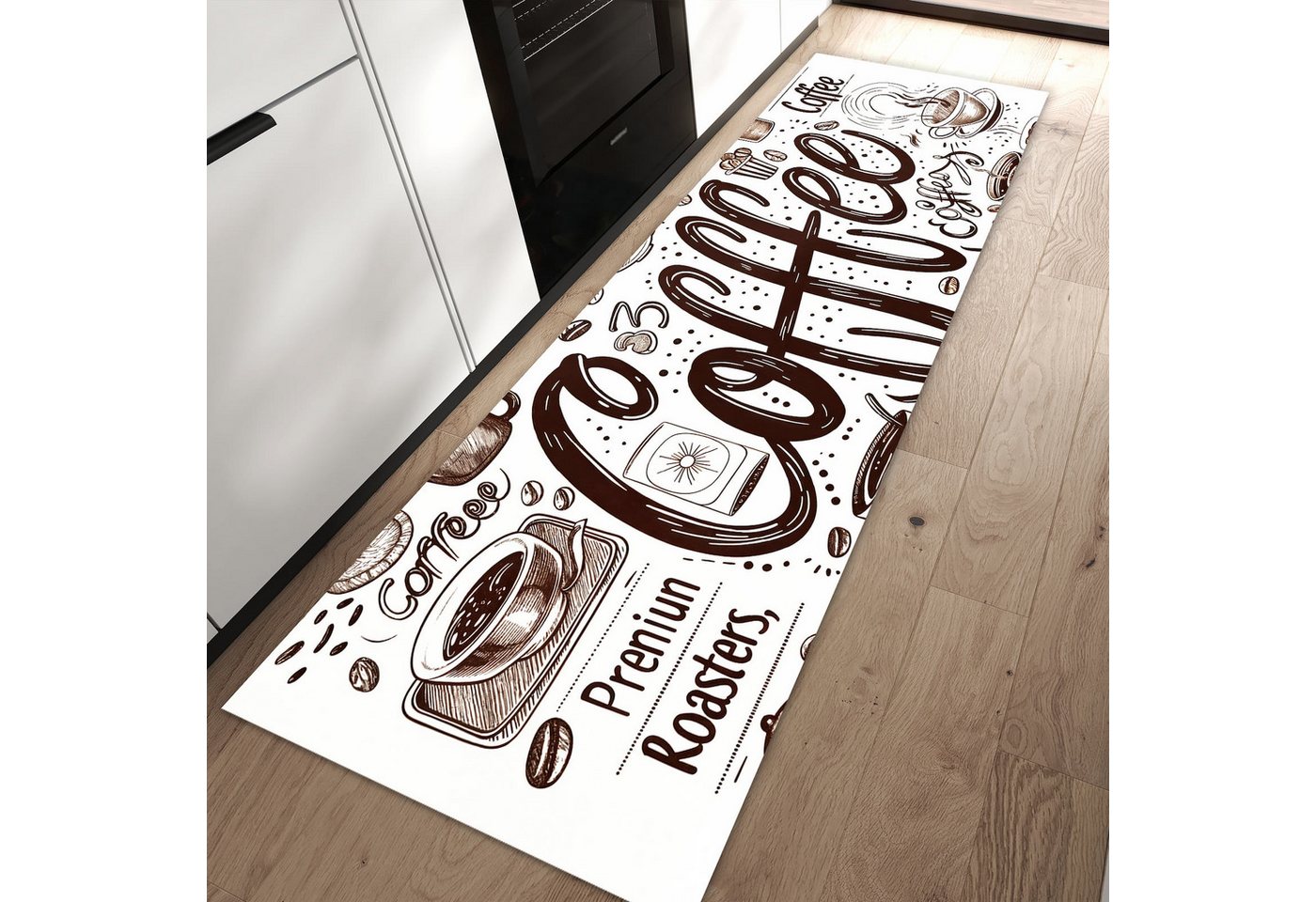 Primedeco Teppich Küchenteppich Kaffee Illustration PVC rutschfest abwaschbar Läufer, Rechteckig, Höhe: 3 mm, Pflegeleicht & Wasserabweisend Bild 5