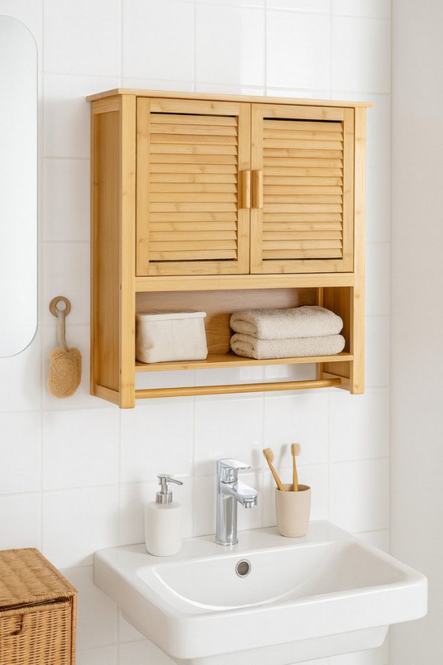 AD.CON Wandhängeschrank Hängeschrank Wandschrank Handtuchhalter Ablage Badschrank Regalfächern Bild 2