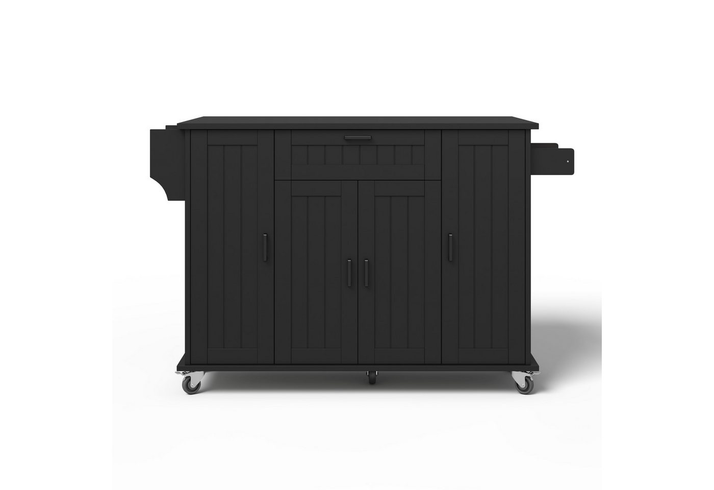 i@home Kücheninsel mit klappbarer Arbeitsplatte, (4 Türen + 1 Schublade, Mit Gewürzregal & Handtuchhalter), Küchenwagen auf Rollen, Ideal für kleine Küche, Wohnküche & Esszimmer Bild 4