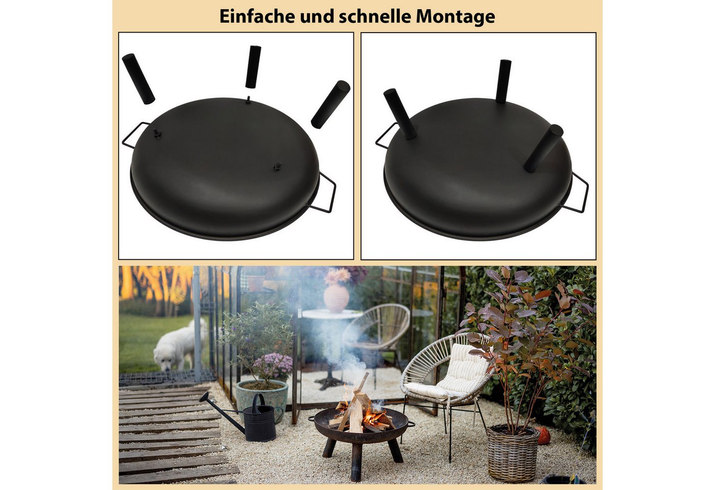 Montafox Feuerschale Feuerschale Metall Ø 58 cm für Garten und Terrasse Bild 2