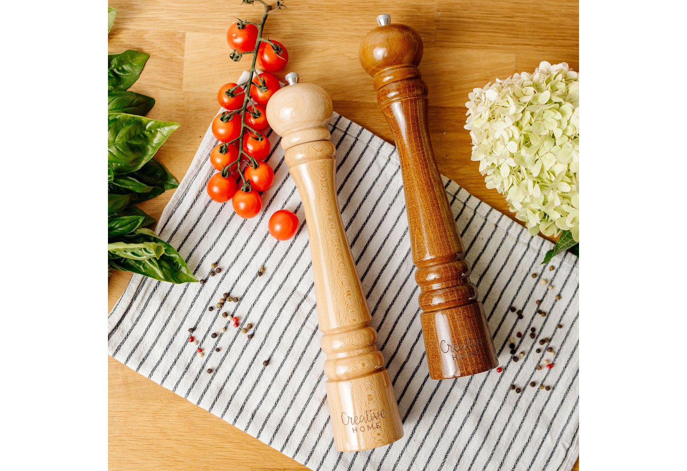 Creative Home Salz-/Pfeffermühle Große Salz und Pfeffermühle Holz Set von 2 Mühlen Bild 2