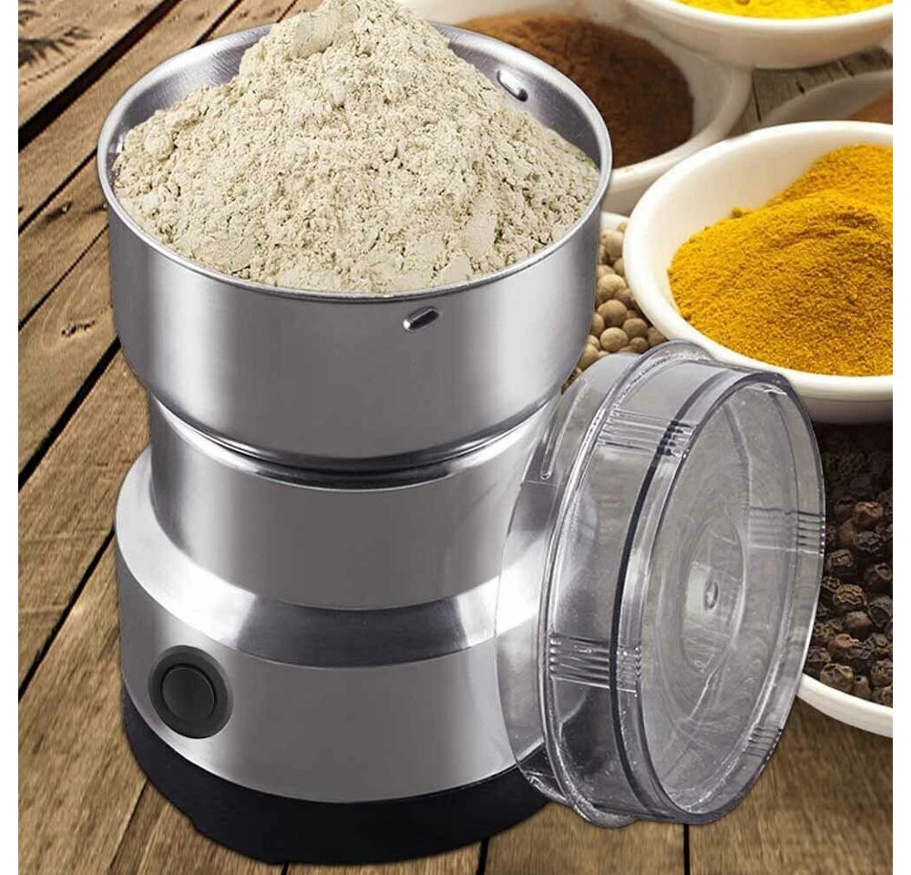 ibettertec Getreidemühle Kaffeemühle Multifunktionale Getreidemühle für den Hausgebrauch Netzkabel, Edelstahlklingen, transparenter Deckel, Ein-Knopf-Bedienung
