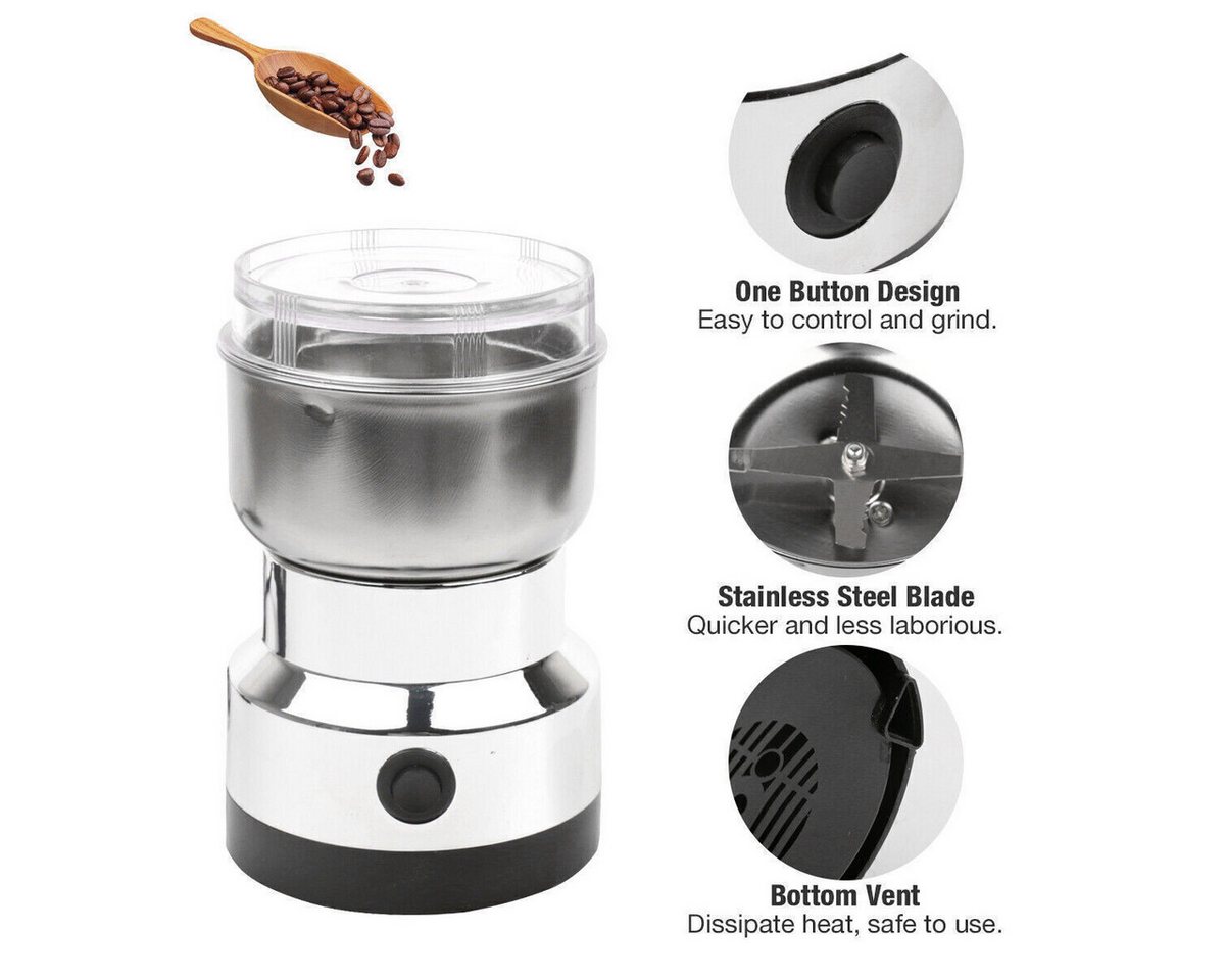 ibettertec Getreidemühle Kaffeemühle Multifunktionale Getreidemühle für den Hausgebrauch Netzkabel, Edelstahlklingen, transparenter Deckel, Ein-Knopf-Bedienung Bild 2