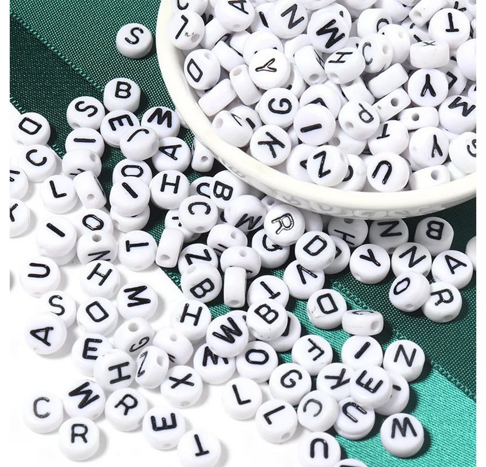 Flintry Kreativset 1200er-Set Buchstabenperlen für Armbänder, runde Buchstabenperlen, Alphabet-Perlen-Set, Bastelset mit Buchstabenperlen für Armbänder
