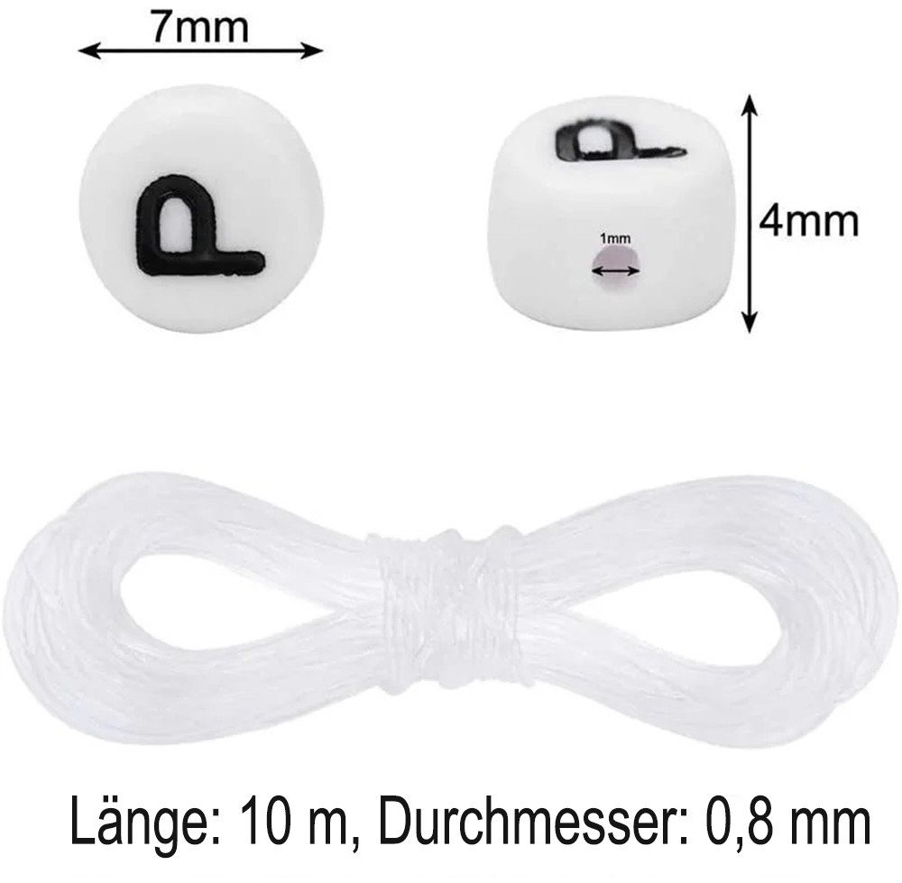 Flintry Kreativset 1200er-Set Buchstabenperlen für Armbänder, runde Buchstabenperlen, Alphabet-Perlen-Set, Bastelset mit Buchstabenperlen für Armbänder Bild 5