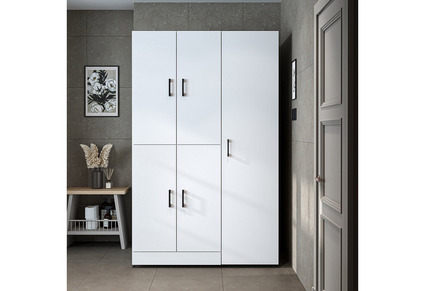 Roomart Waschmaschinenumbauschrank DORA Waschküche 115 cm mit Hochschrank, Soft-Close, 4 Farben (Waschmaschinenschrank DORA für Trockner & Waschmaschine in 4 Farben) Soft-Close-Türen, Vollauszug, 130kg Belastbarkeit, 4 Farben Bild 2