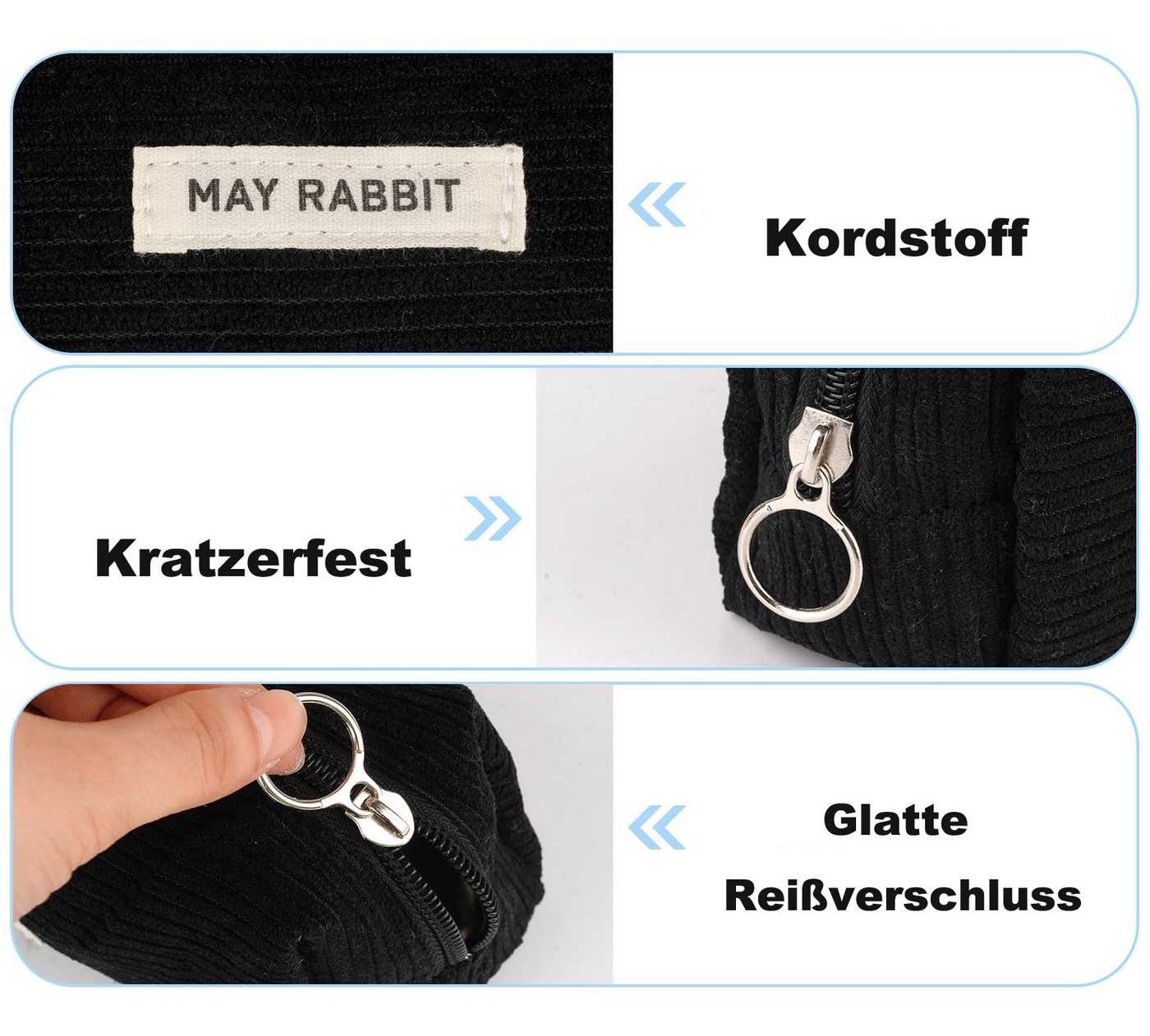Flintry Schreibgeräteetui Großes Cord Federmäppchen, Stifteetui für Mädchen & Teenager, (1-tlg), Mäppchen für Schule, Uni & Büro Bild 3