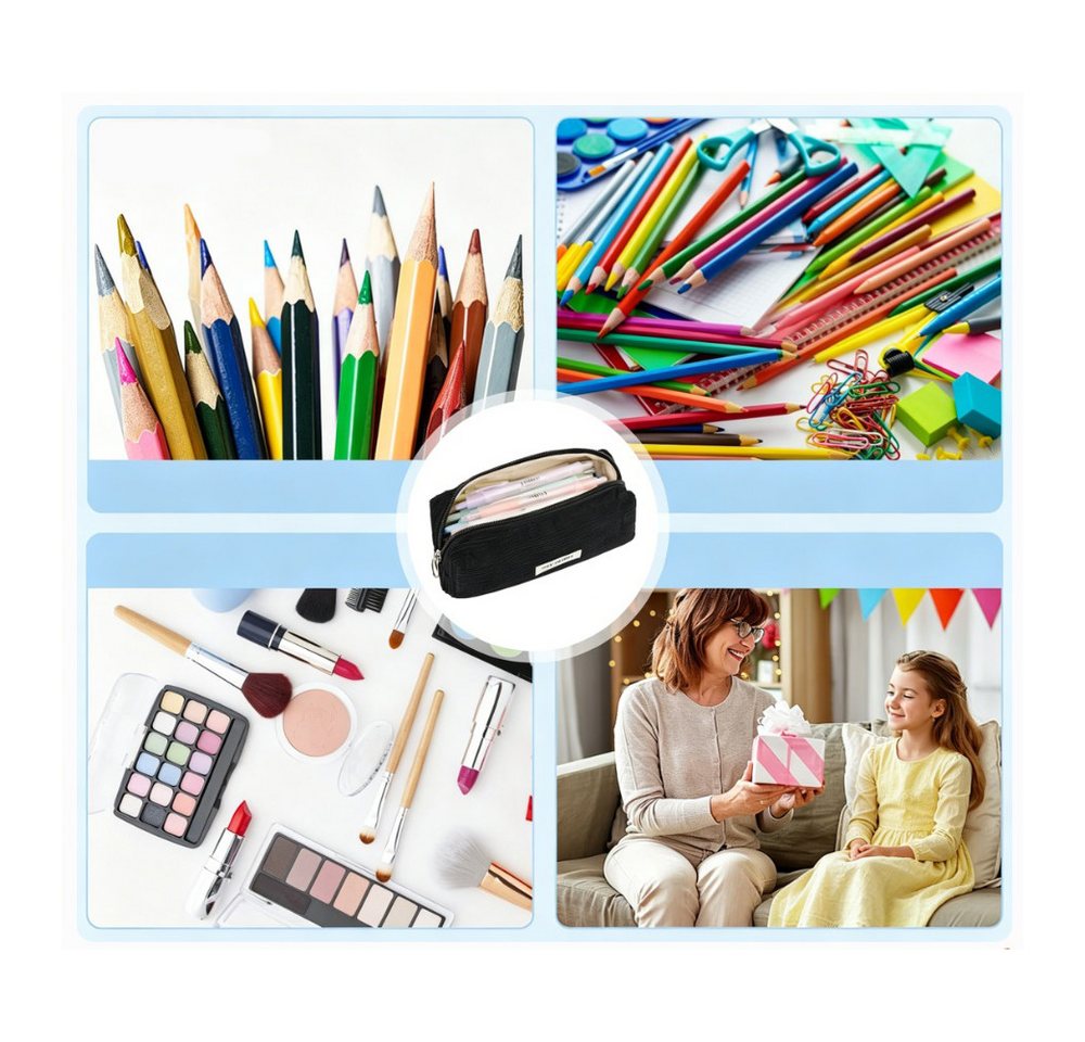 Flintry Schreibgeräteetui Großes Cord Federmäppchen, Stifteetui für Mädchen & Teenager, (1-tlg), Mäppchen für Schule, Uni & Büro Bild 4