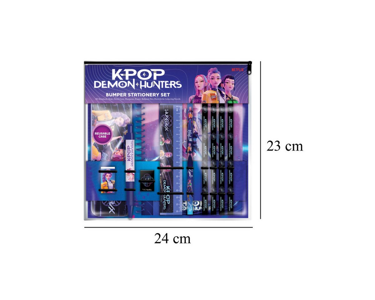 KPop Demon Hunters Notizbuch Schreibset mit Bleistiften Kugelschreibern Lineal Federmappe Bild 2