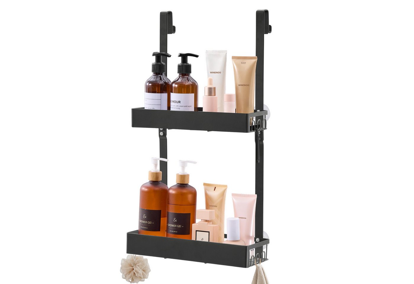 SONGMICS Duschablage Duschregal, ohne Bohren, rostfrei, aus Stahl, Shampoo Halterung, Badezimmer Organizer, 31,5 x 15,5 x 56 cm, 1er Set Bild 5
