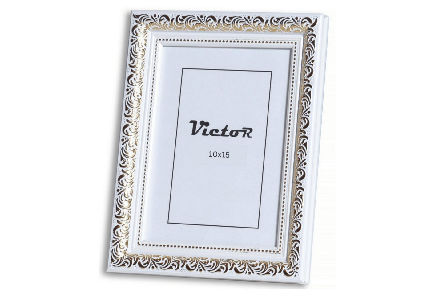 Victor (Zenith) Bilderrahmen Rubens, Bilderrahmen 10x15 cm Weiß Gold, Bilderrahmen A6 Barock, Antik