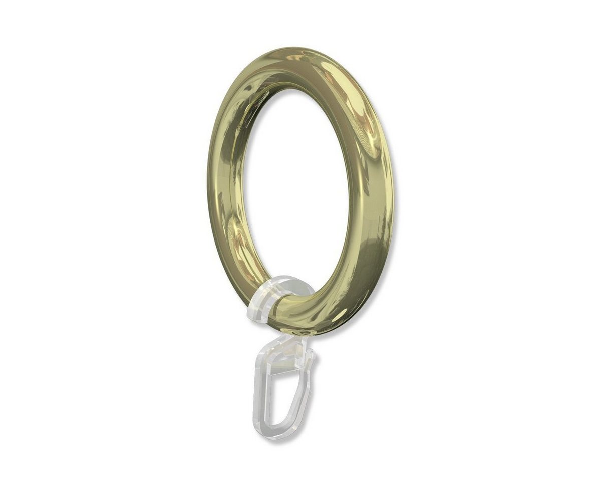 INTERDECO Gardinenring Rundringe mit Faltenhaken, für 28 mm Ø Gardinenstangen, (Packung, 20-St., Messing-farbig), Kunststoff