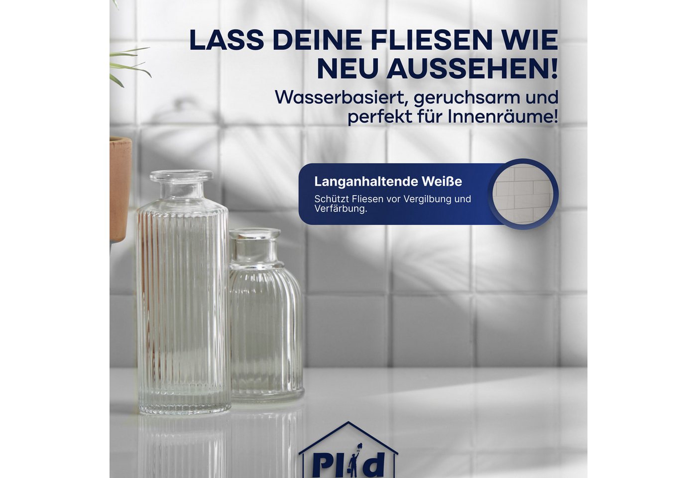 plid Fliesenlack Premium Fliesenlack Fliesen Lack Fliesenfarbe Anlauger Lackierset, schnelltrocknend, spritzwasserbeständig, verarbeitungsfertig Bild 2