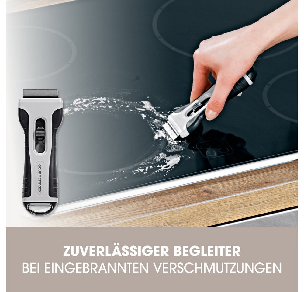 GOURMETmaxx Glasschaber Kochfeldschaber 13x5x2cm schwarz/grau Kochfeldschaber Ideal für alle glatten Oberflächen