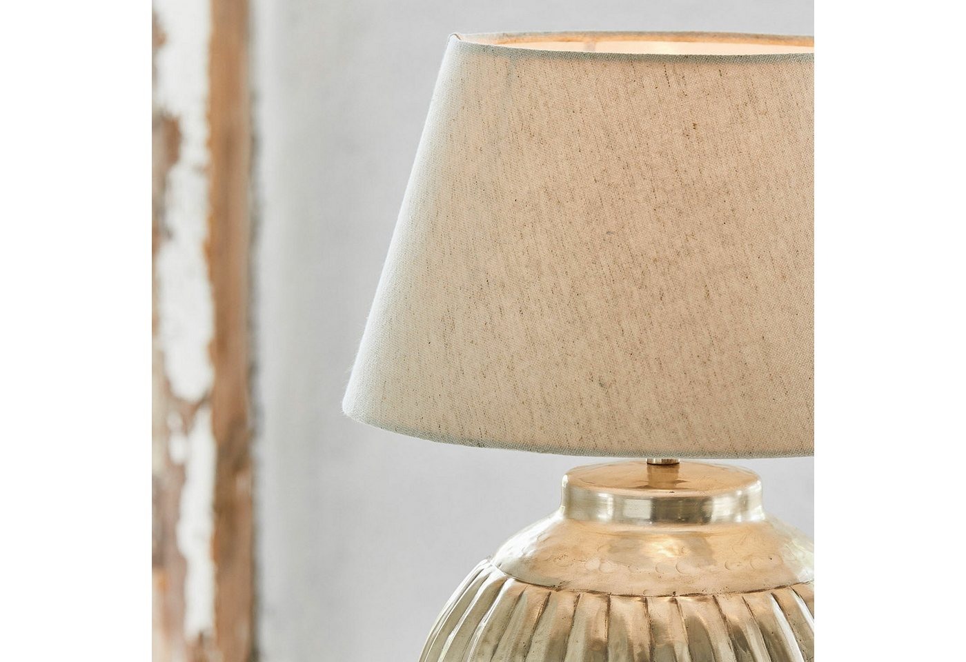 Mirabeau Tischleuchte Tischlampe Lillemor antiksilber/creme Bild 3