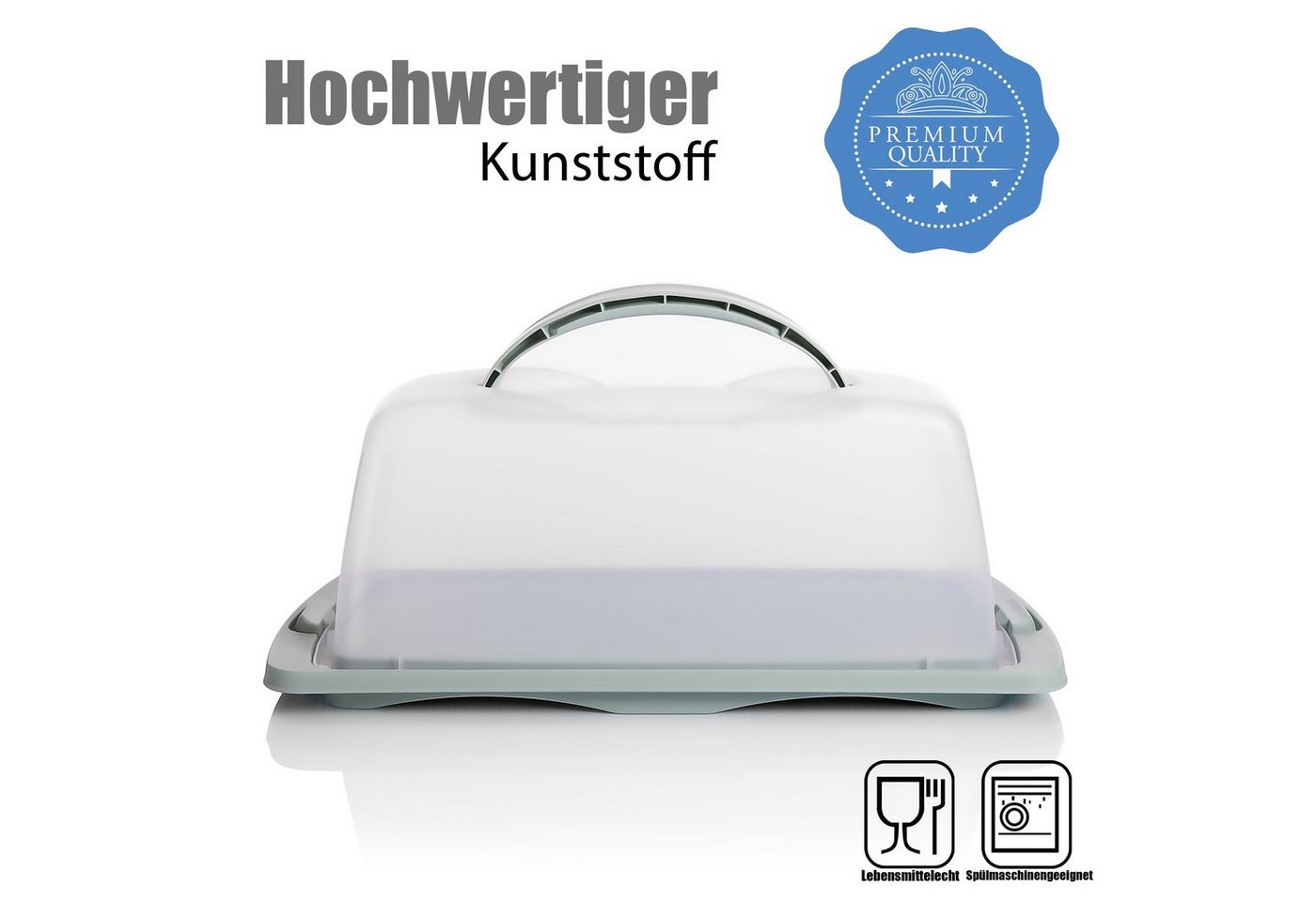 BigDean Kuchentransportbox Kuchen Transportbox Rechteckig in Pastell, Kunststoff, (Packung, 1-tlg., Eine Bodenplatte mit Deckel), Kuchenform für Kastenkuchen und Muffins mit Klickverschluss Bild 2