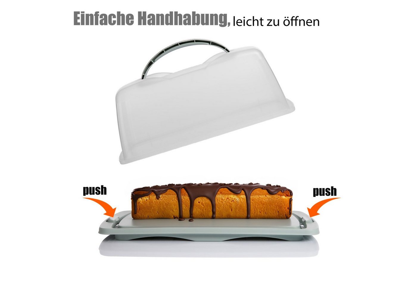 BigDean Kuchentransportbox Kuchen Transportbox Rechteckig in Pastell, Kunststoff, (Packung, 1-tlg., Eine Bodenplatte mit Deckel), Kuchenform für Kastenkuchen und Muffins mit Klickverschluss Bild 4