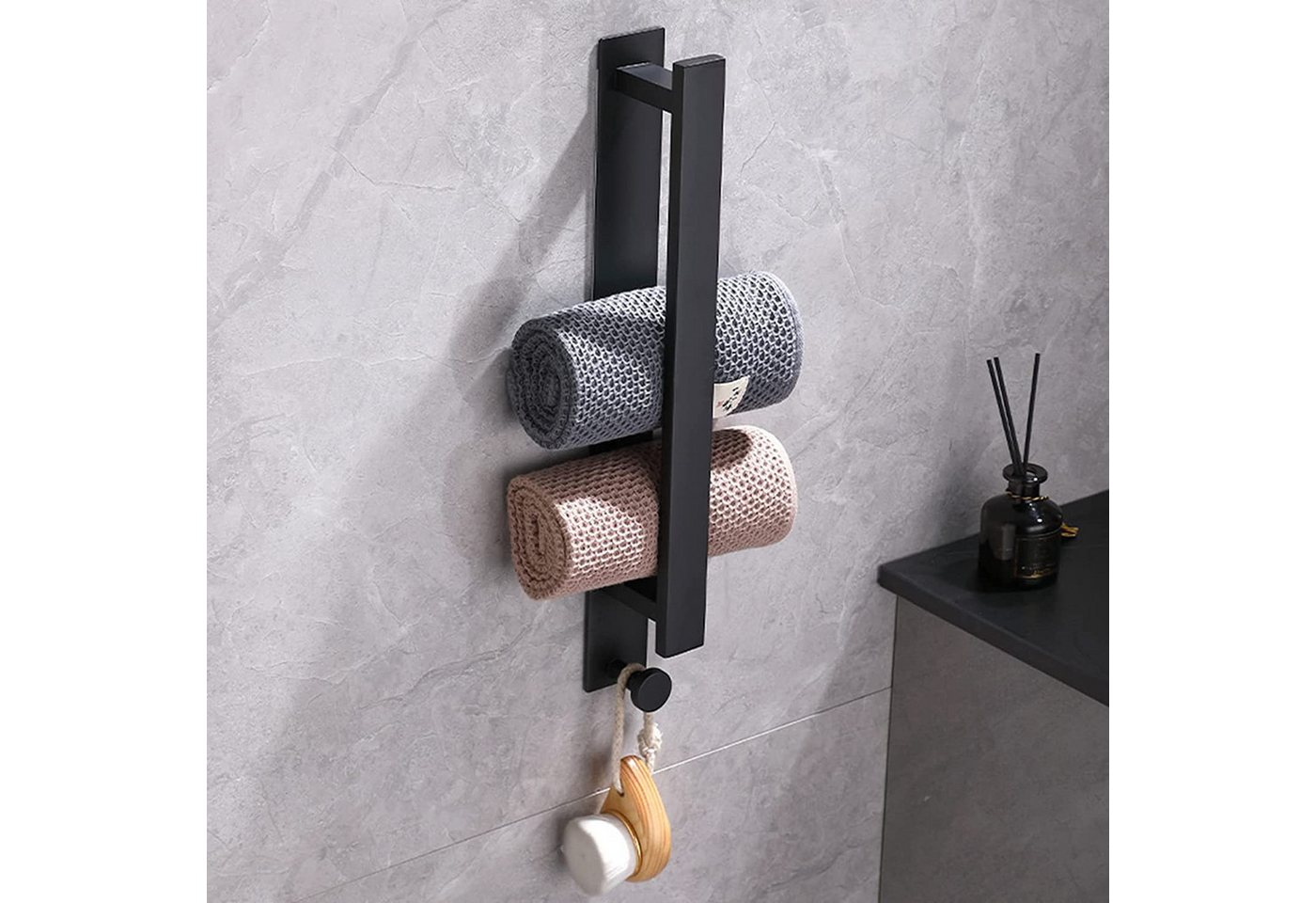 Refined Living Handtuchhaken Ohne Bohren Handtuchhalter Selbstklebend für Bad mit 2 Handtuchhaken, (40 cm, für Badezimmer und Küche, Set, Rostfreier Edelstahl,Hält Bombenfest,Schnelle Montage), 40cm Rostfreier Edelstahl,Bath Towel Holder,für Badezimmer & Küche