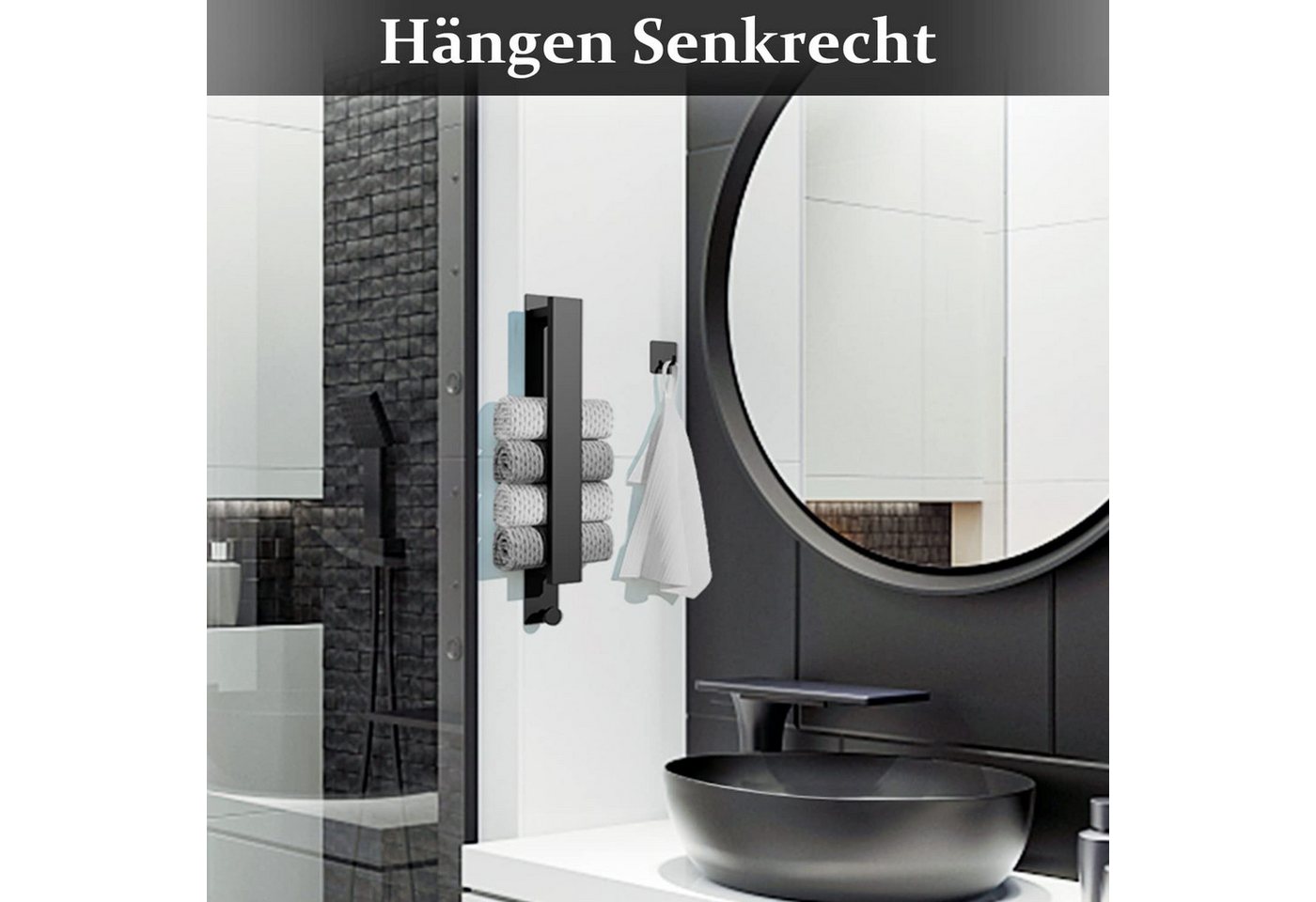 Refined Living Handtuchhaken Ohne Bohren Handtuchhalter Selbstklebend für Bad mit 2 Handtuchhaken, (40 cm, für Badezimmer und Küche, Set, Rostfreier Edelstahl,Hält Bombenfest,Schnelle Montage), 40cm Rostfreier Edelstahl,Bath Towel Holder,für Badezimmer & Küche Bild 3