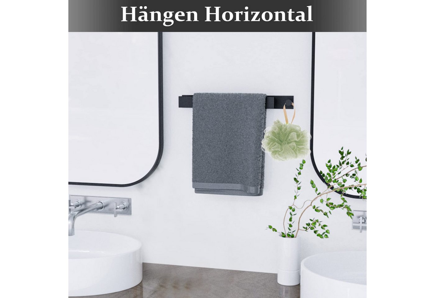 Refined Living Handtuchhaken Ohne Bohren Handtuchhalter Selbstklebend für Bad mit 2 Handtuchhaken, (40 cm, für Badezimmer und Küche, Set, Rostfreier Edelstahl,Hält Bombenfest,Schnelle Montage), 40cm Rostfreier Edelstahl,Bath Towel Holder,für Badezimmer & Küche Bild 5