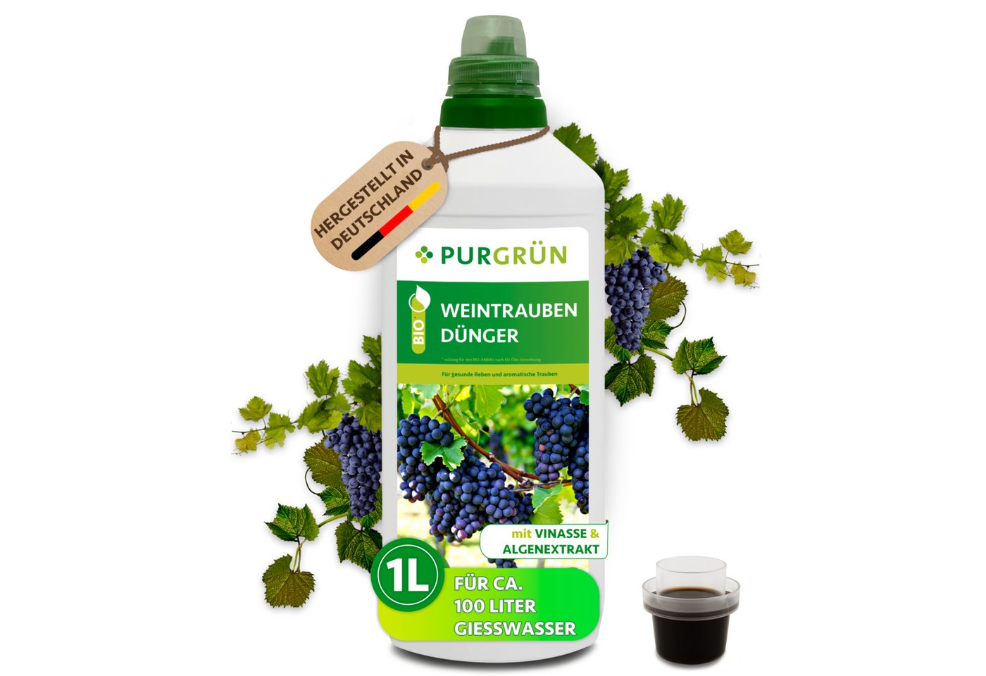 Purgrün Obstdünger Bio Weintrauben Dünger, NPK 4+1+7, Algenextrakt, 1 Liter, Flüssigdünger, 1-St., 1 Liter Bild 4