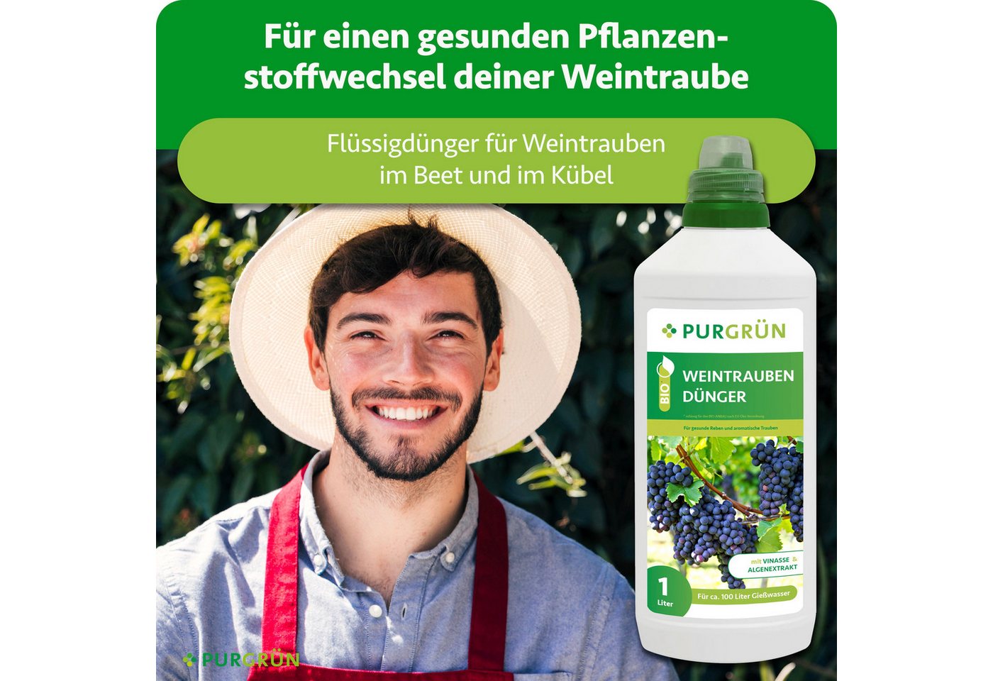 Purgrün Obstdünger Bio Weintrauben Dünger, NPK 4+1+7, Algenextrakt, 1 Liter, Flüssigdünger, 1-St., 1 Liter Bild 5