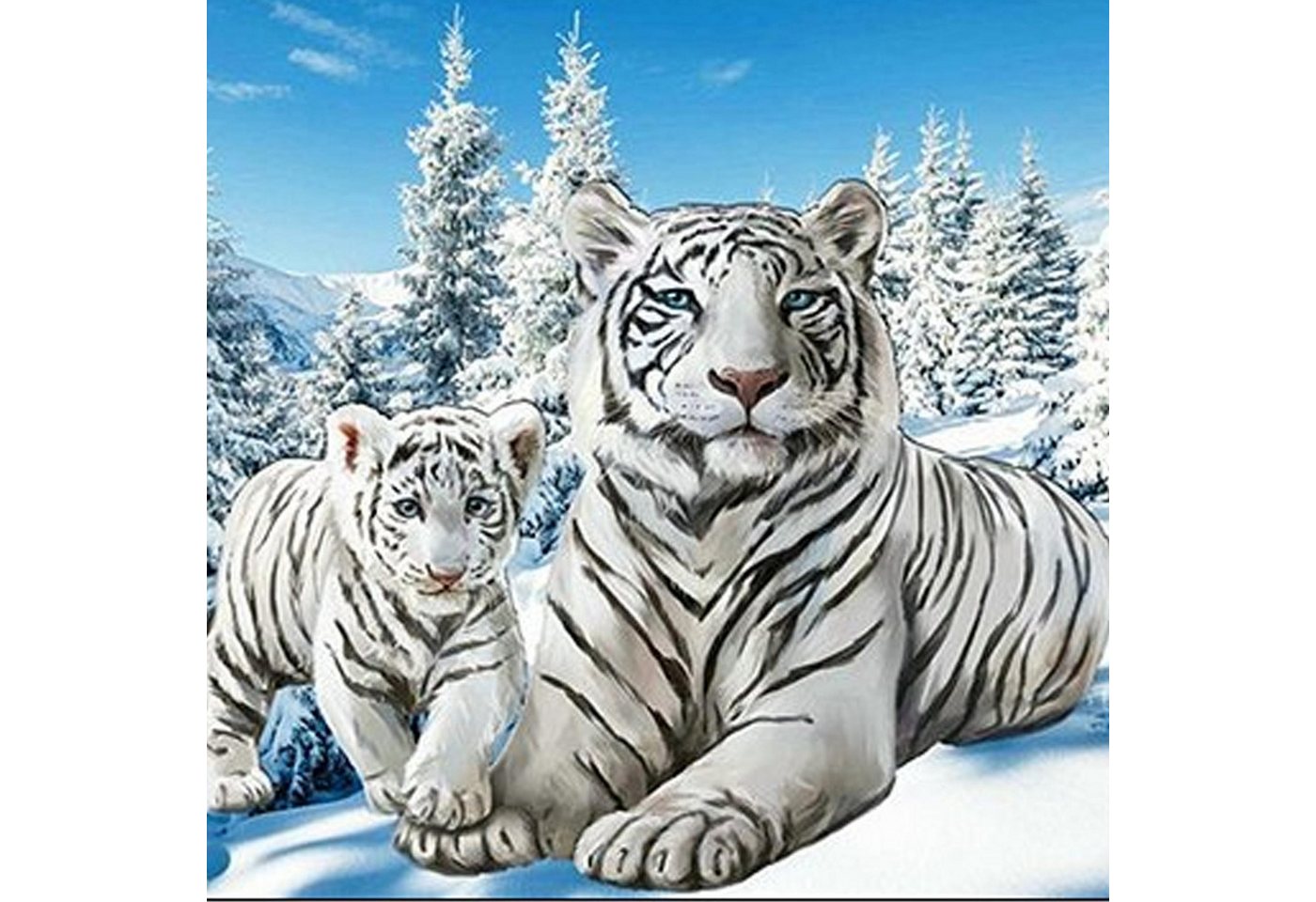 Realb2b Malen nach Zahlen 5d Diamond Painting Weißer Tiger Malen nach Zahlen 15x20cm (Komplettset für 5D Diamond Painting inklusive Leinwand, Diamanten und Werkzeugen, Diamond Painting Set mit Zubehör für DIY-Kreativität und Entspannung), 15x20cm 5D Diamond Painting mit präziser Klebeschicht & Zubehör Bild 5