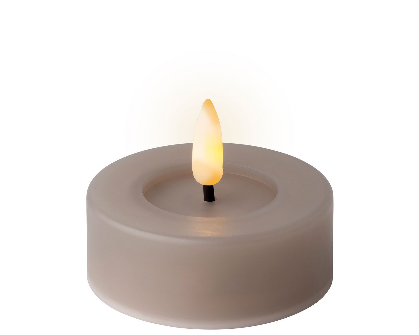 Lumineo LED-Teelichter, Timer, warmweiß, LED Teelichter 6,5x5cm mit Timer Outdoor 2 Stück Grau / Warmweiß Bild 4