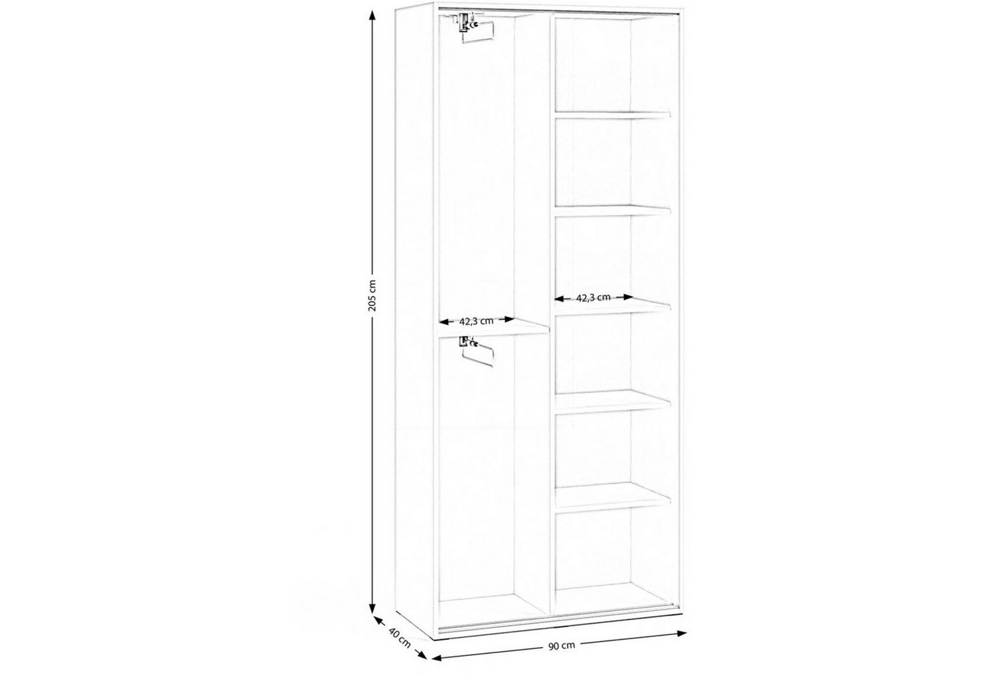 Beautysofa Garderobenschrank mit Spiegel LANO (modern / loft Stil) Kleiderschrank mit Türen Bild 4