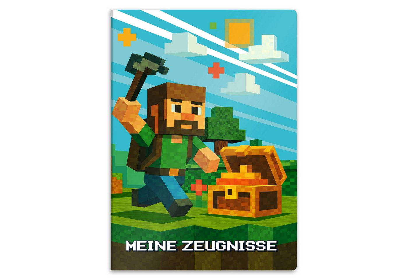 itenga Organisationsmappe itenga Zeugnismappe A4 Kunststoff Sichtbuch Motiv Blockgame PIXEL Bild 3