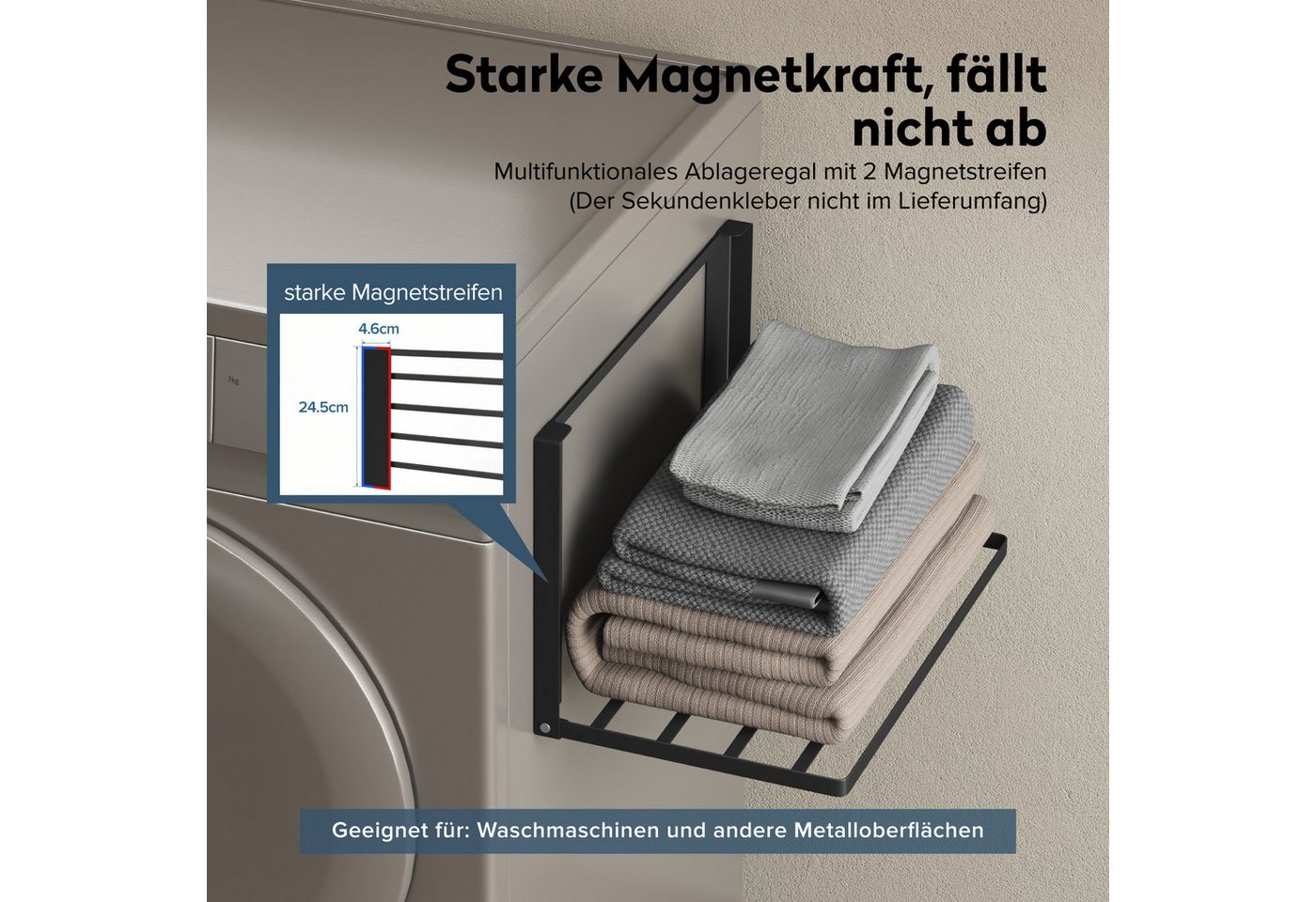 doporro Handtuchhalter Handtuchregal Magnetisch klappbar ohne Bohren aus Metall Folda-01 Bild 4