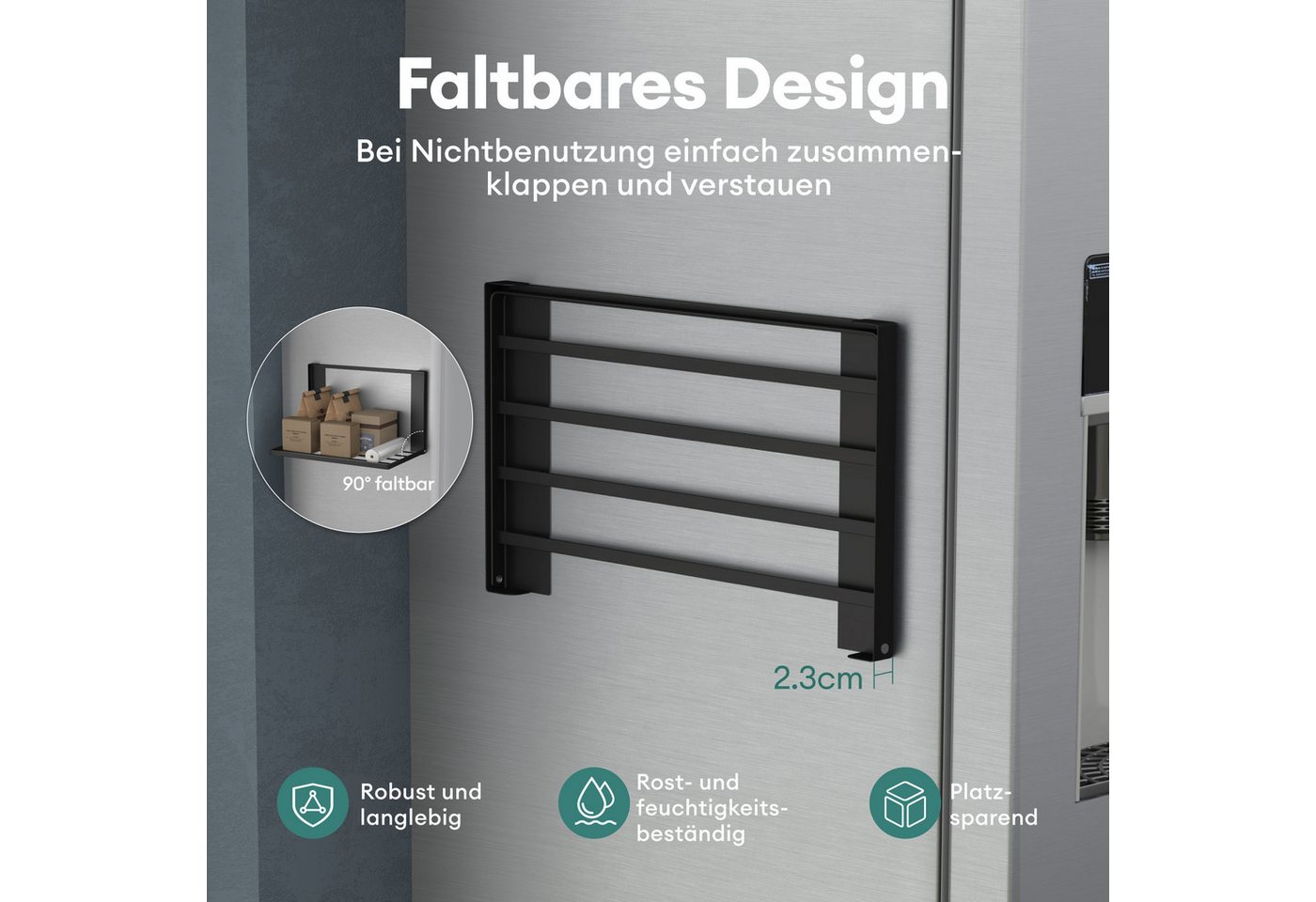 Mai & Mai Handtuchhalter Badetuchhalter Magnetischer Multifunktionaler Regal faltbar Folda01, Magnetisch, faltbar