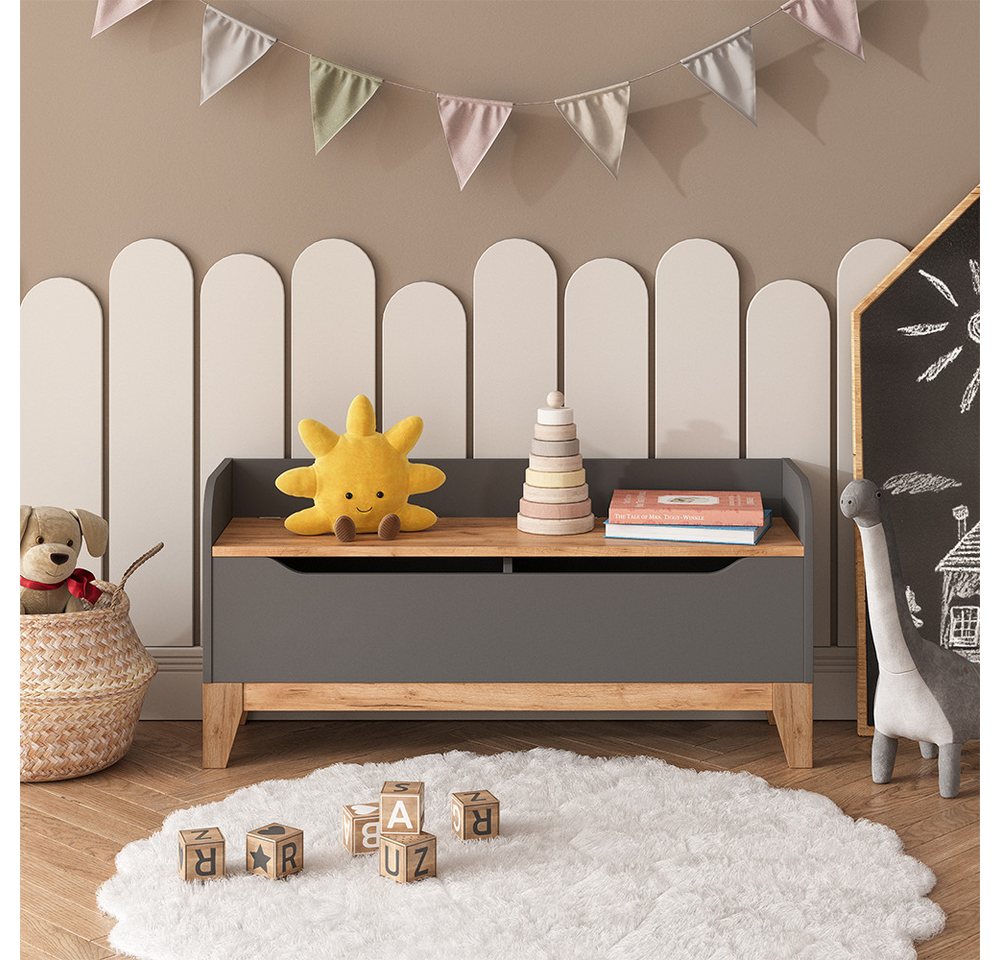 VitaliSpa® Bücherregal Malia, Grau/Artisan/Artisan, 107.2 x 50 cm mit Sitzfläche, 1-tlg. Bild 3