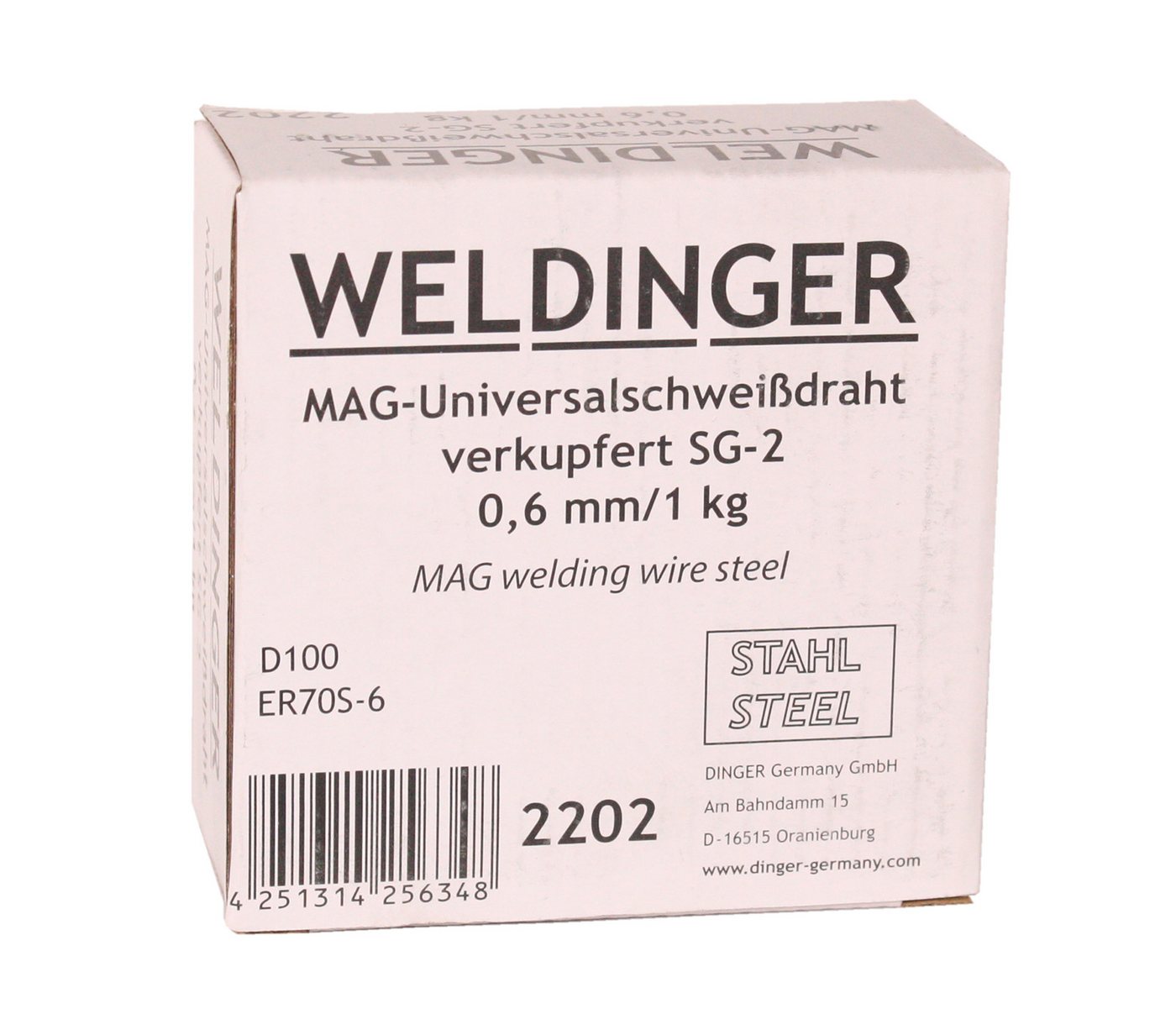 WELDINGER Schweißdraht MAG-Schutzgasschweißdraht SG2 verkupfert 0,6 mm 1 kg D100 Baustahl, (1St), verkupfert Bild 2