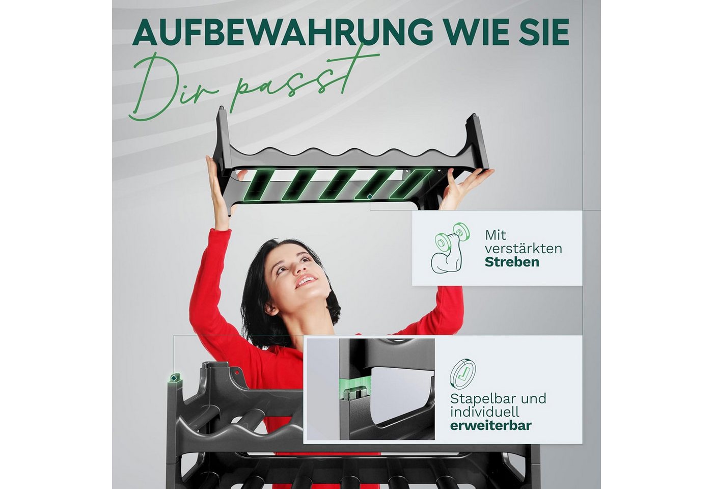 Novaliv Weinregal 20639-6x, 6-tlg., Flaschenregal für 36 Flaschen aus Kunststoff Recycelt, erweiterbar, We Bild 2