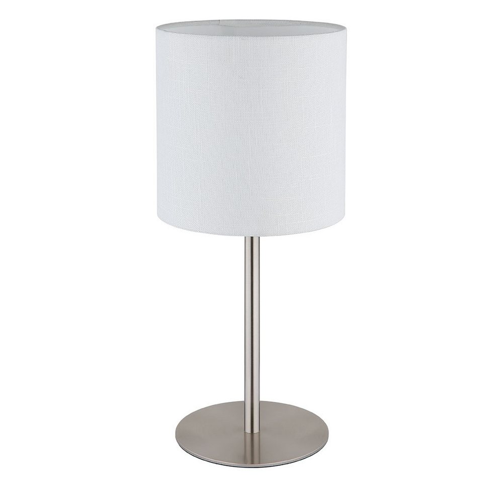 GLOBO LIGHTING Nachttischlampe, Leuchtmittel nicht inklusive, Tischleuchte Wohnzimmerleuchte Nachttischlampe silber Textil weiß Bild 2