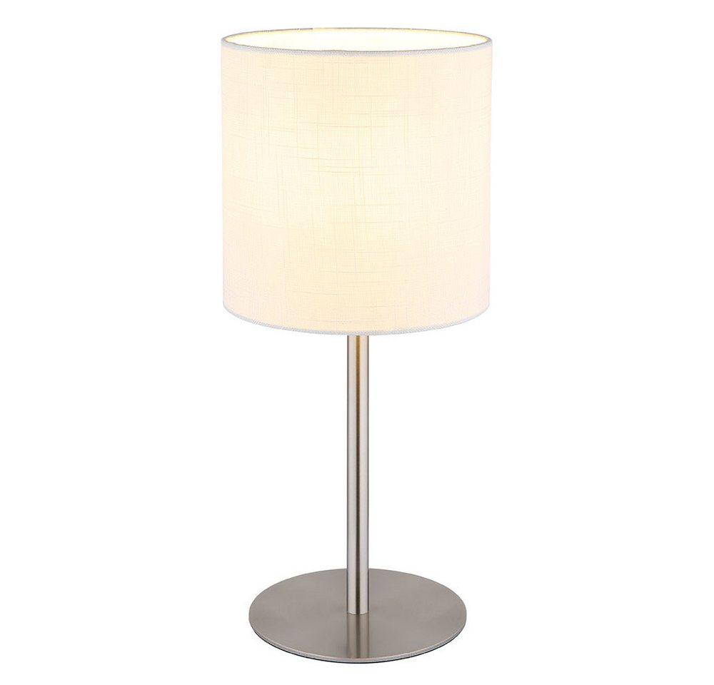 GLOBO LIGHTING Nachttischlampe, Leuchtmittel nicht inklusive, Tischleuchte Wohnzimmerleuchte Nachttischlampe silber Textil weiß Bild 4