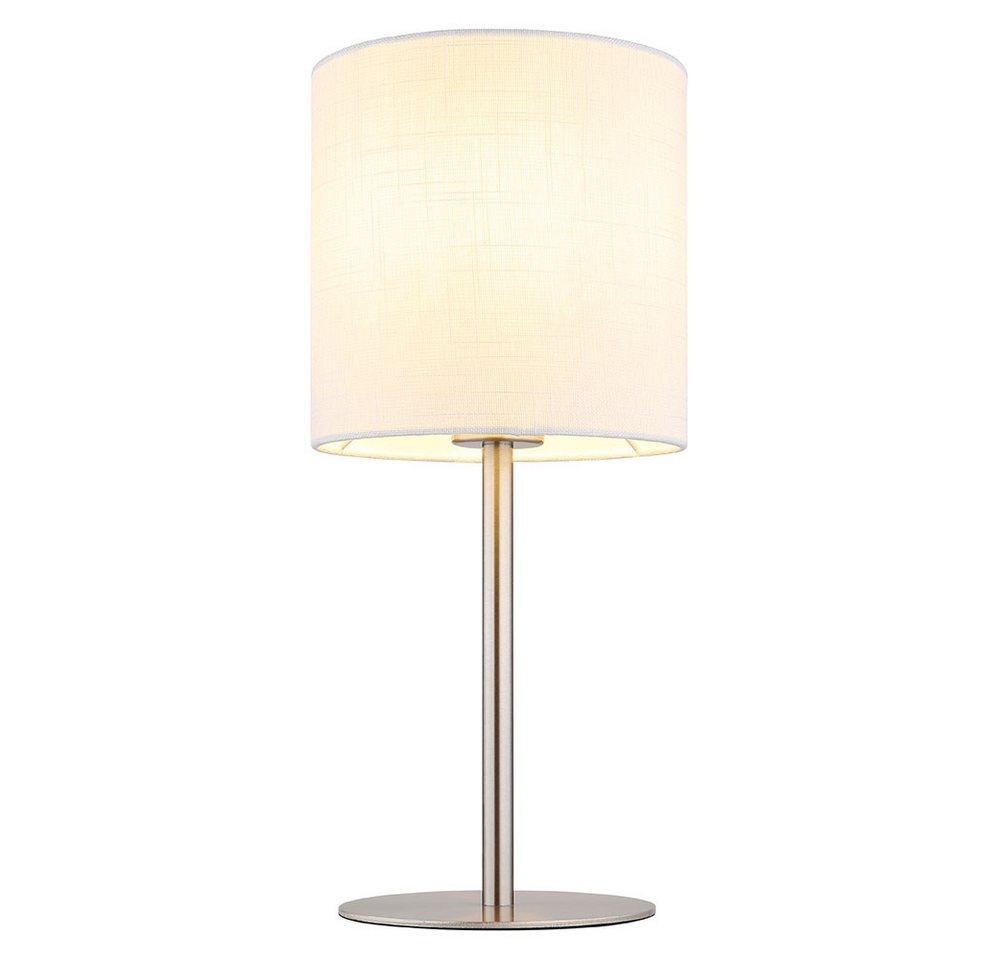 GLOBO LIGHTING Nachttischlampe, Leuchtmittel nicht inklusive, Tischleuchte Wohnzimmerleuchte Nachttischlampe silber Textil weiß Bild 5