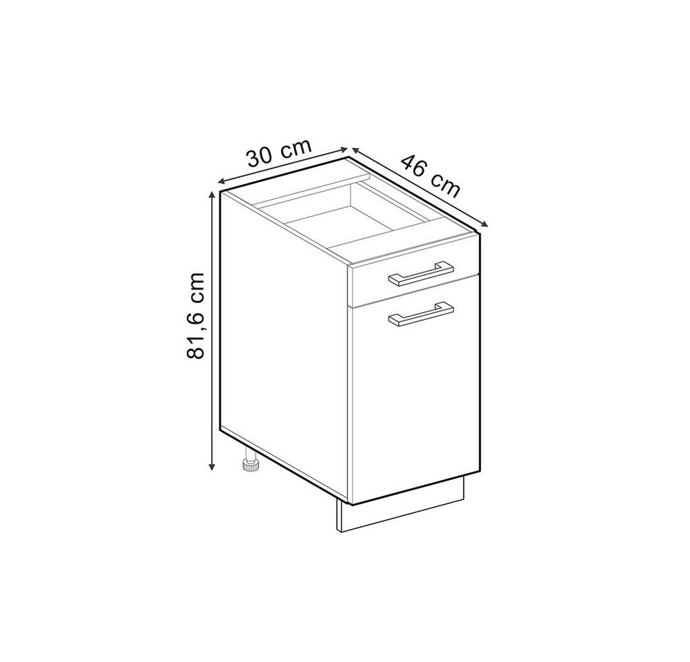 Vicco Unterschrank R-Line, Anthrazit Landhaus/Anthrazit, 30 cm ohne Arbeitsplatte (1-St) Bild 3