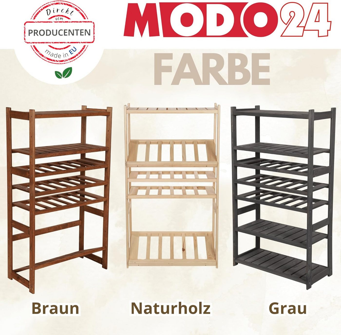 Modo24 Weinregal Kistenregal, Kombiregal, Weinregal, Holzregal, Massivholz Kiefer, Allzweckregal, Modulares Design, viele Größen und Farben Bild 5