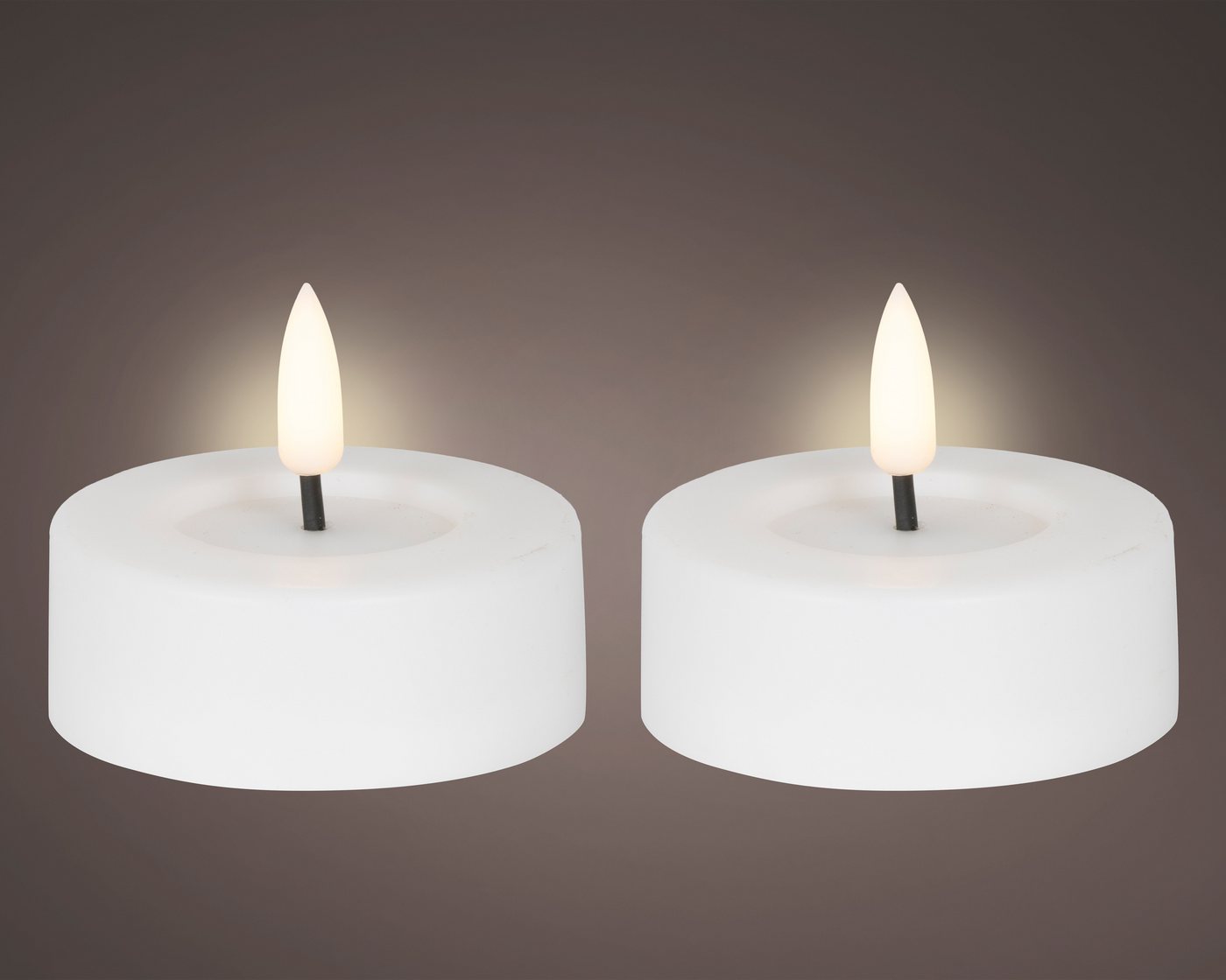 Lumineo LED-Teelichter, Timer, warmweiß, LED Teelichter 6,5x5cm mit Timer Outdoor 2 Stück Weiß / Warmweiß Bild 4
