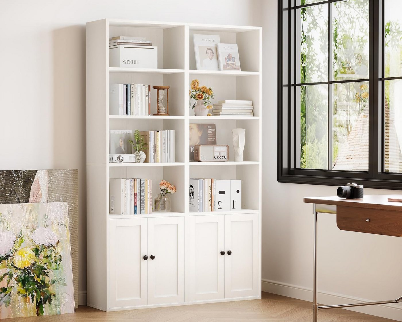 ODK Bücherregal mit Türen, Standregal mit 6 Ebenen, Höhe 176,4 cm, 1-tlg., Aufbewahrungsregal für Wohnzimmer, Homeoffice und Schlafzimmer Bild 2