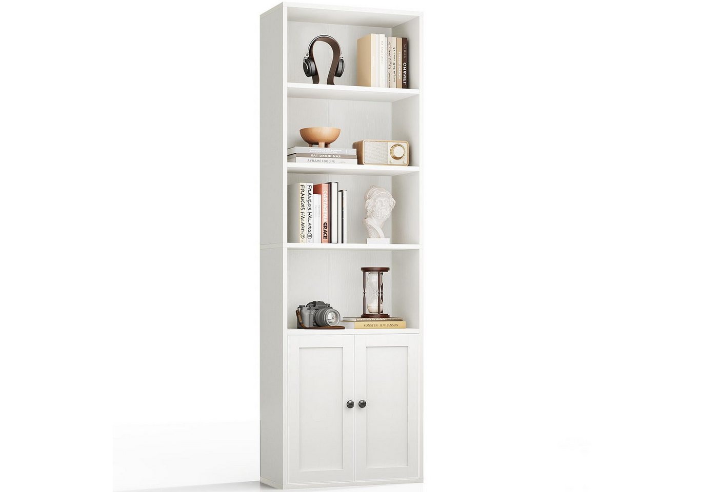 ODK Bücherregal mit Türen, Standregal mit 6 Ebenen, Höhe 176,4 cm, 1-tlg., Aufbewahrungsregal für Wohnzimmer, Homeoffice und Schlafzimmer Bild 3
