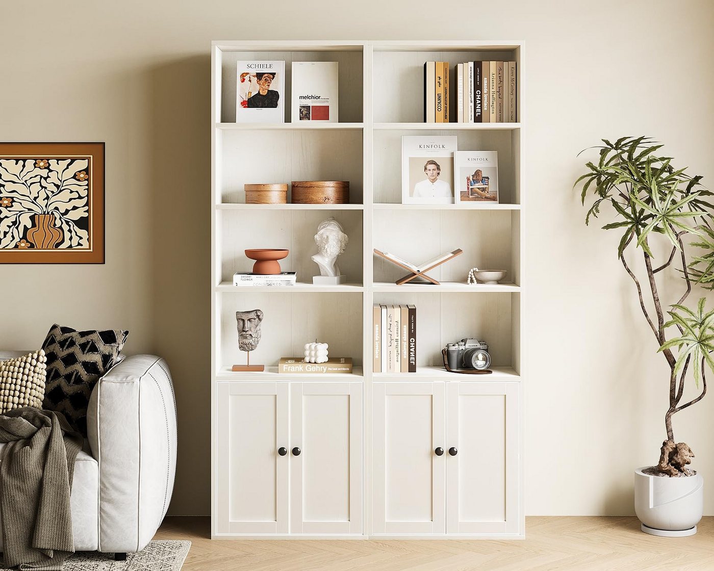ODK Bücherregal mit Türen, Standregal mit 6 Ebenen, Höhe 176,4 cm, 1-tlg., Aufbewahrungsregal für Wohnzimmer, Homeoffice und Schlafzimmer Bild 4