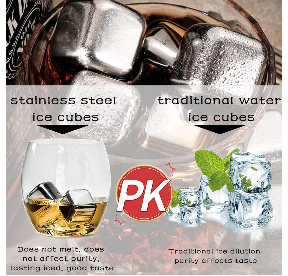 FELIXLEO Eiswürfelform 8er Set Whisky Steine Edelstahl, Wiederverwendbare Eiswürfel mit Box., (1-tlg) Bild 4