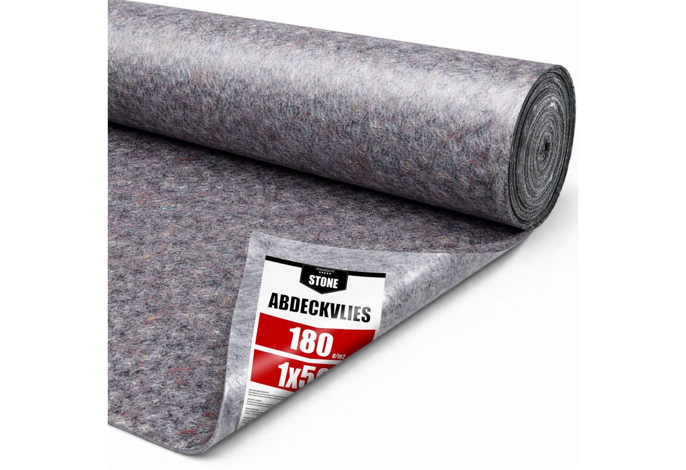 STONE Malervlies Abdeckvlies 180 g/m² 50 m Rolle – Schutzvlies für Boden & Renovierung, 180 g/m² Malervlies Rolle – rutschfest & saugstark - 1 m x 50 m