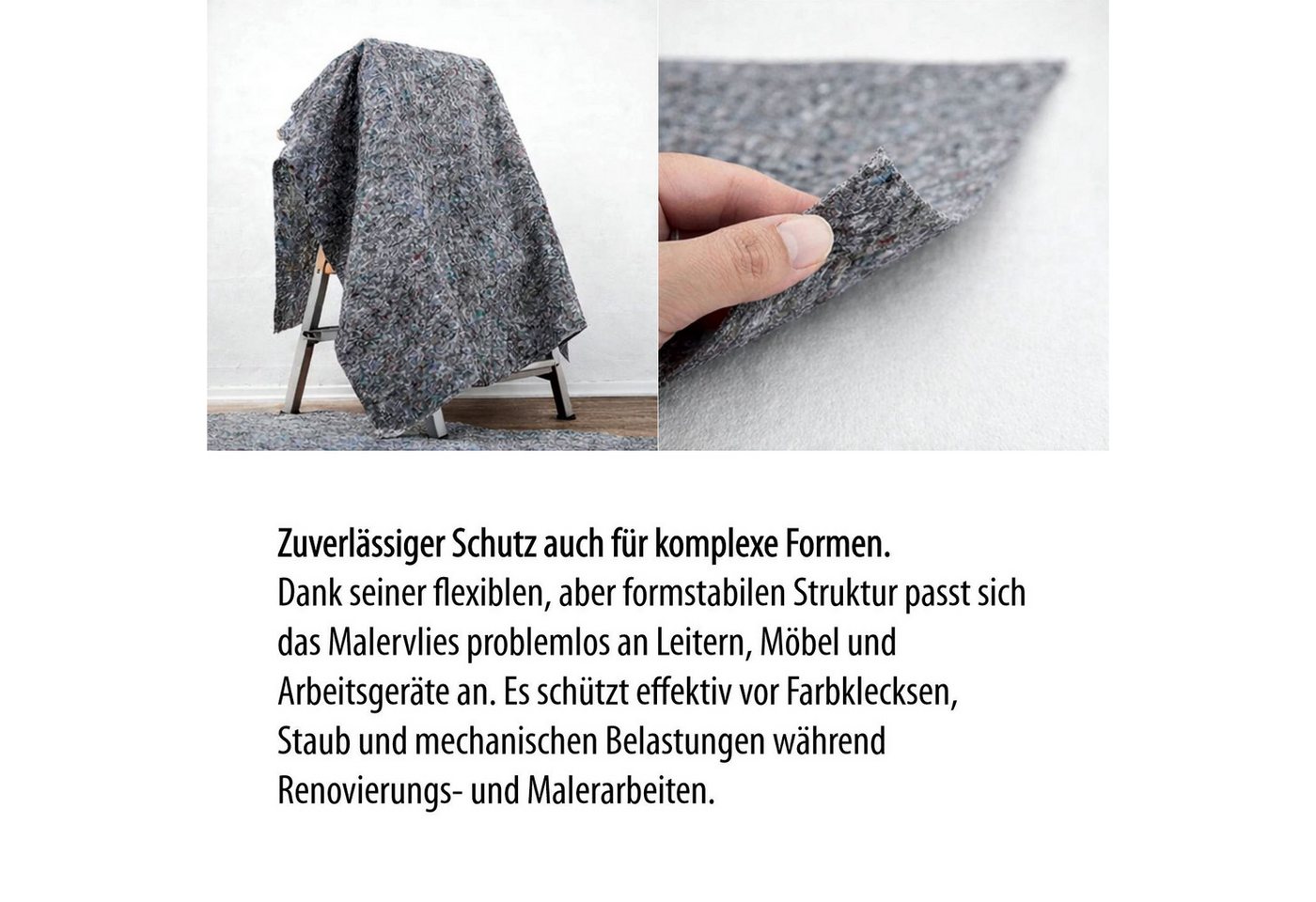 STONE Malervlies Abdeckvlies 180 g/m² 50 m Rolle – Schutzvlies für Boden & Renovierung, 180 g/m² Malervlies Rolle – rutschfest & saugstark - 1 m x 50 m Bild 2