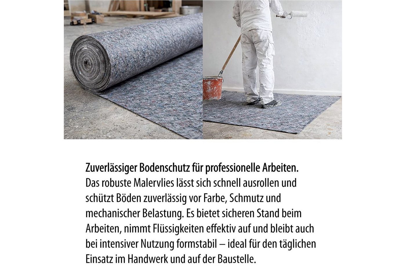 STONE Malervlies Abdeckvlies 180 g/m² 50 m Rolle – Schutzvlies für Boden & Renovierung, 180 g/m² Malervlies Rolle – rutschfest & saugstark - 1 m x 50 m Bild 3